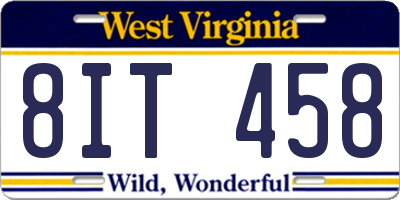 WV license plate 8IT458