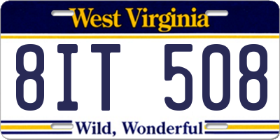 WV license plate 8IT508