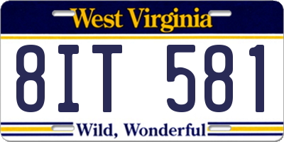 WV license plate 8IT581