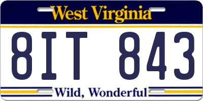 WV license plate 8IT843