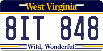 WV license plate 8IT848