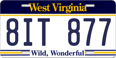 WV license plate 8IT877