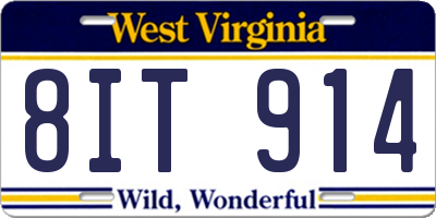 WV license plate 8IT914