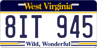 WV license plate 8IT945