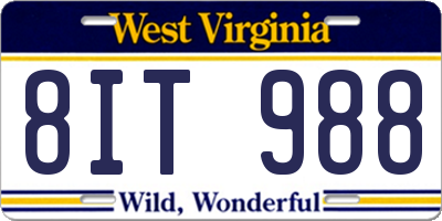 WV license plate 8IT988