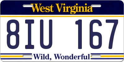 WV license plate 8IU167