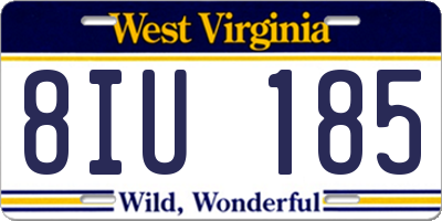 WV license plate 8IU185