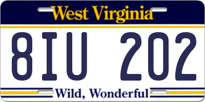 WV license plate 8IU202