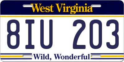WV license plate 8IU203