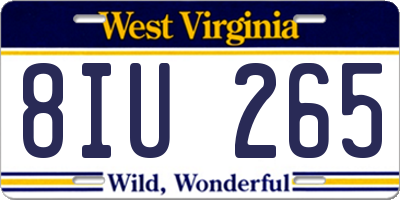 WV license plate 8IU265