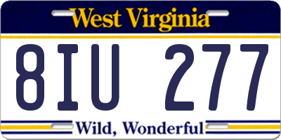 WV license plate 8IU277