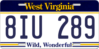 WV license plate 8IU289