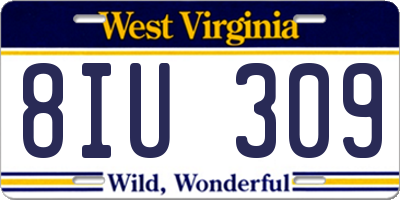 WV license plate 8IU309