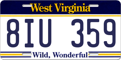 WV license plate 8IU359