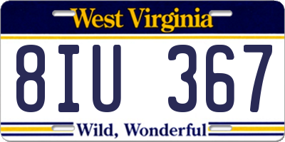 WV license plate 8IU367