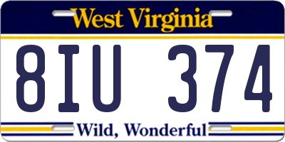 WV license plate 8IU374