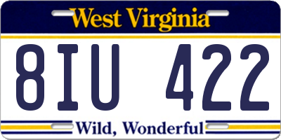 WV license plate 8IU422