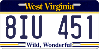 WV license plate 8IU451