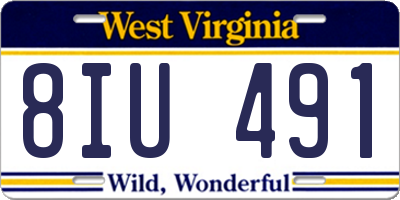 WV license plate 8IU491