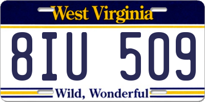 WV license plate 8IU509