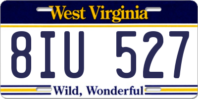 WV license plate 8IU527