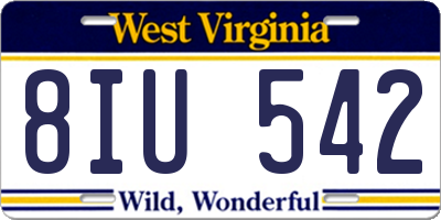 WV license plate 8IU542