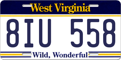 WV license plate 8IU558