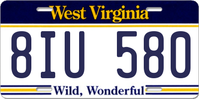 WV license plate 8IU580