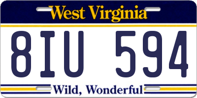 WV license plate 8IU594