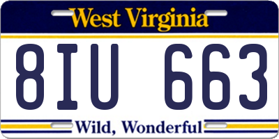 WV license plate 8IU663