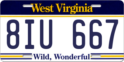 WV license plate 8IU667