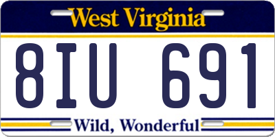 WV license plate 8IU691