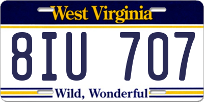 WV license plate 8IU707