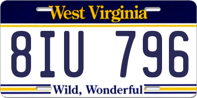 WV license plate 8IU796