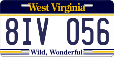 WV license plate 8IV056