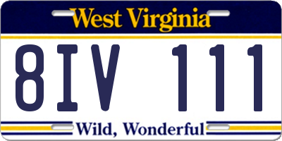 WV license plate 8IV111