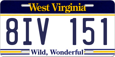 WV license plate 8IV151