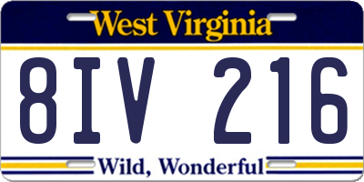 WV license plate 8IV216