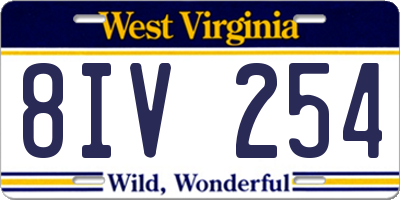 WV license plate 8IV254