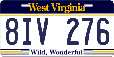 WV license plate 8IV276