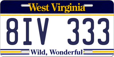 WV license plate 8IV333