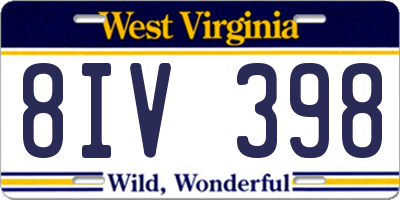 WV license plate 8IV398