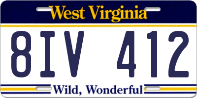WV license plate 8IV412