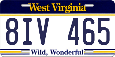 WV license plate 8IV465