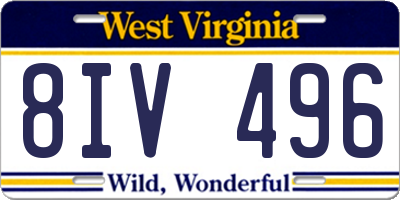 WV license plate 8IV496