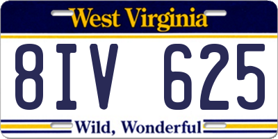 WV license plate 8IV625
