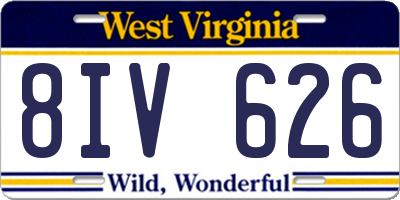 WV license plate 8IV626