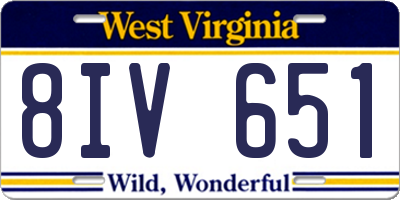 WV license plate 8IV651