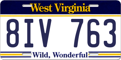 WV license plate 8IV763