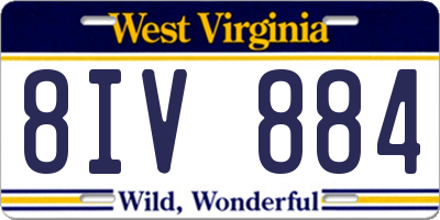 WV license plate 8IV884